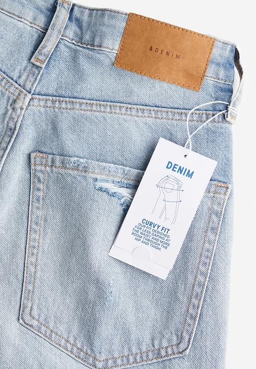 H&M - Curvy fit mom ultra high ankle jeans - light denim blue