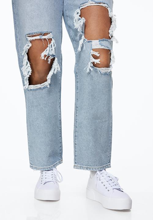 H&M - Curvy fit mom ultra high ankle jeans - light denim blue