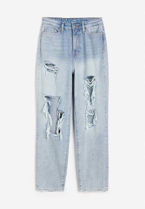 H&M - Curvy fit mom ultra high ankle jeans - light denim blue