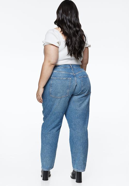 H&M - Curvy fit mom ultra high ankle jeans - denim blue 