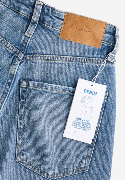 H&M - Curvy fit mom ultra high ankle jeans - denim blue 