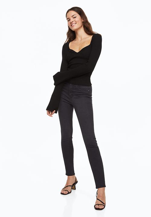 H&M - Ultra high ankle jeggings - black/washed out
