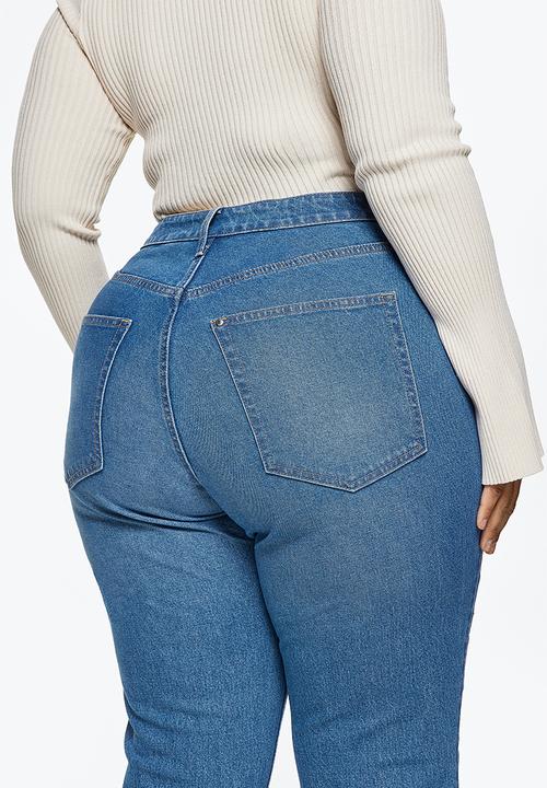 H&M - Curvy fit straight high jeans - denim blue