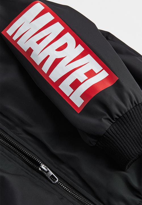 H&M - Hooded bomber jacket - black/spider-man
