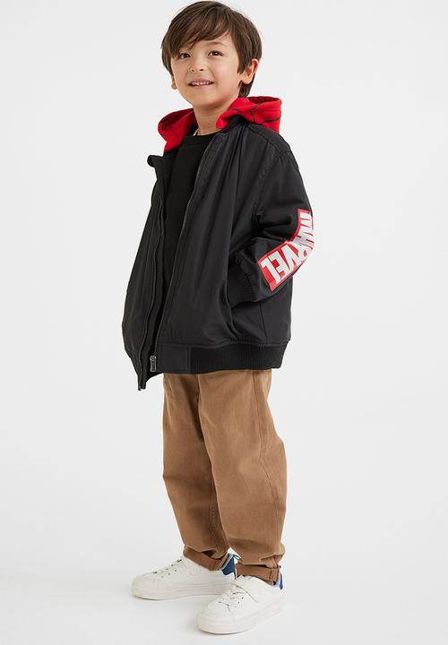 H&M - Hooded bomber jacket - black/spider-man