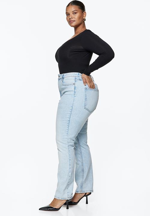 H&M - Curvy fit straight high jeans - light denim blue