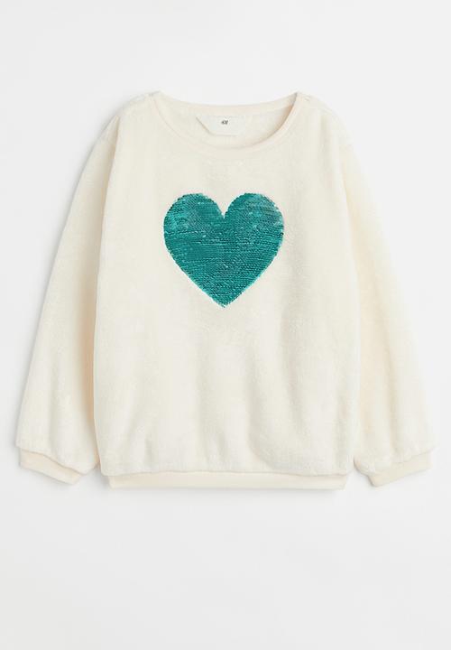 H&M - Motif-front sweatshirt - cream/heart