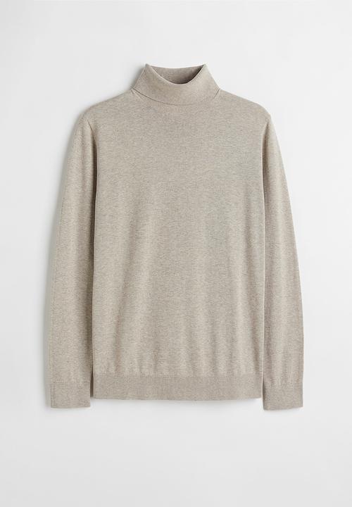 H&M - Slim fit fine-knit polo-neck jumper - greige