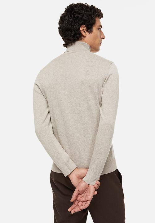 H&M - Slim fit fine-knit polo-neck jumper - greige