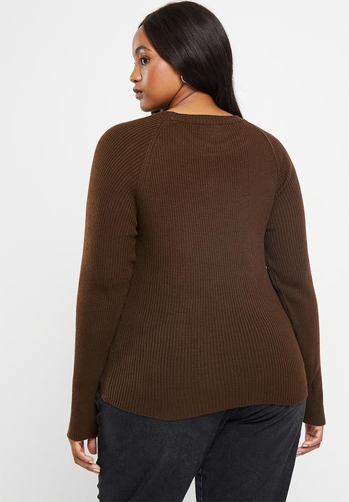 Trendyol - Plus cut out  knit top - brown