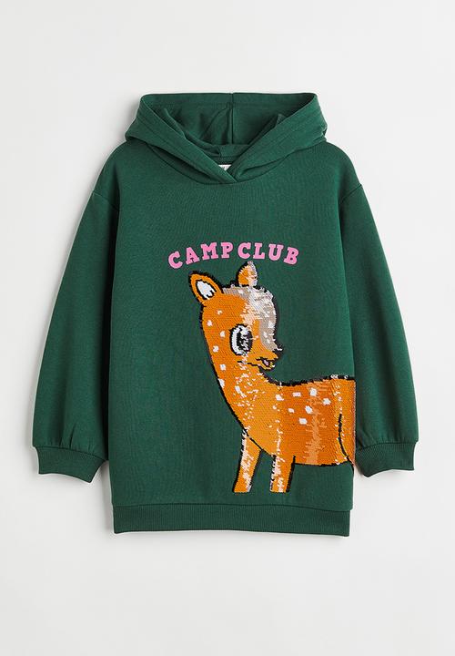 H&M - Oversized hoodie - dark green/deer