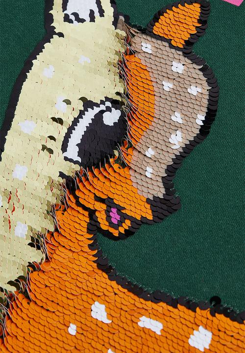 H&M - Oversized hoodie - dark green/deer