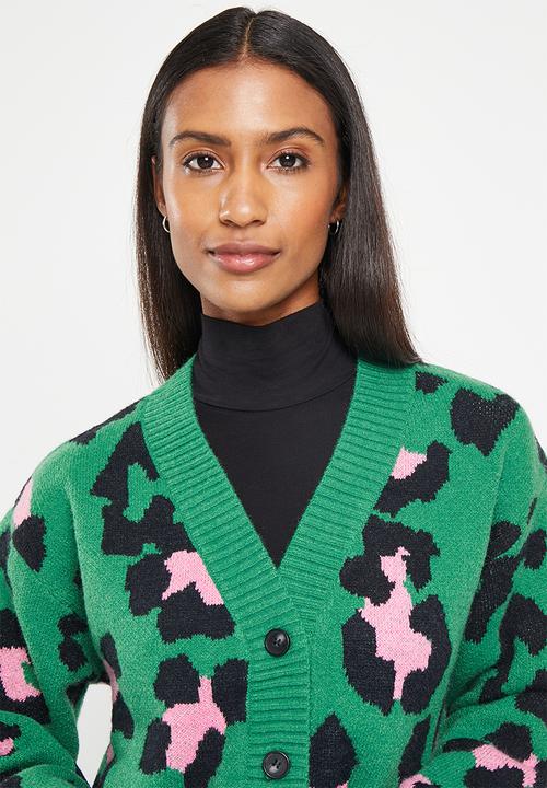 Me&B - Button through cardigan - vibrant animal print