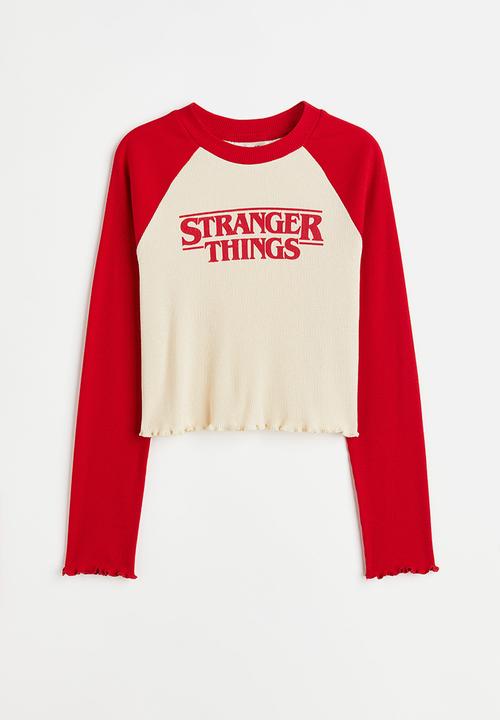 H&M - Printed jersey top - red/stranger things