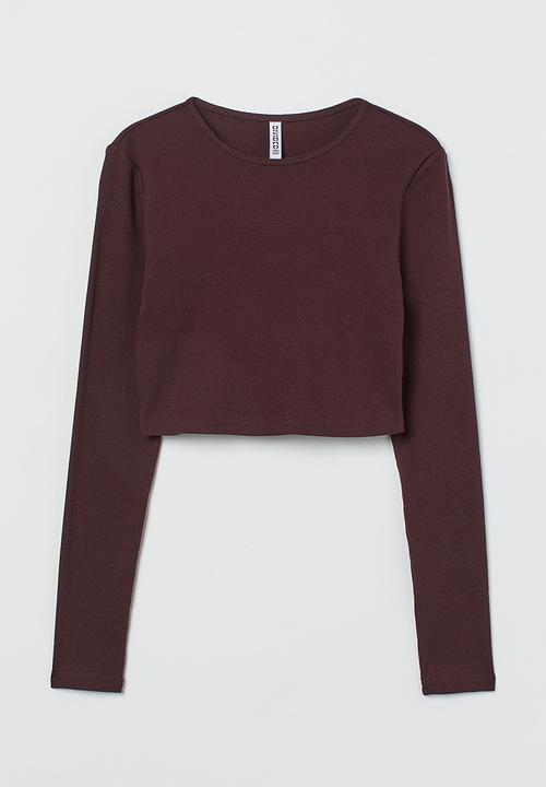 H&M - Ribbed cropped top - dark brown