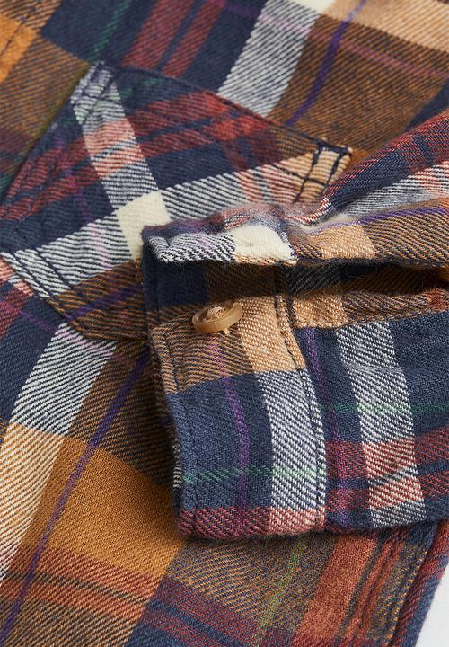 H&M - Cotton flannel shirt - brown/checked