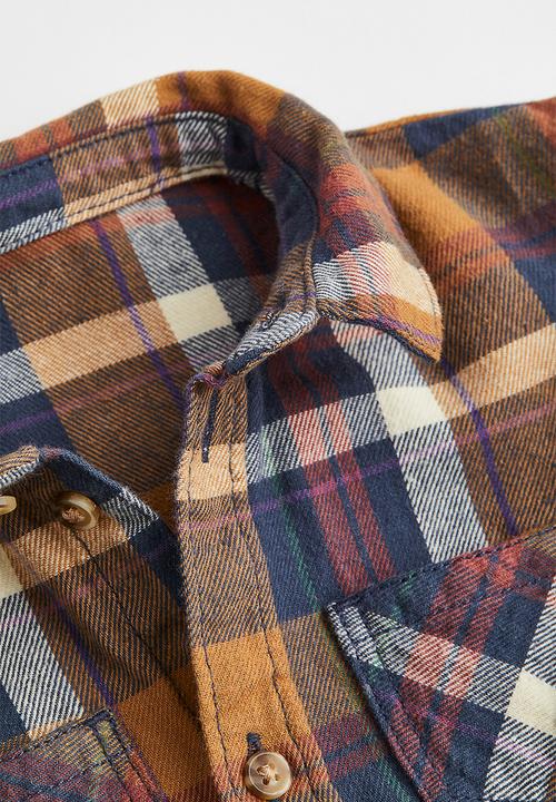 H&M - Cotton flannel shirt - brown/checked