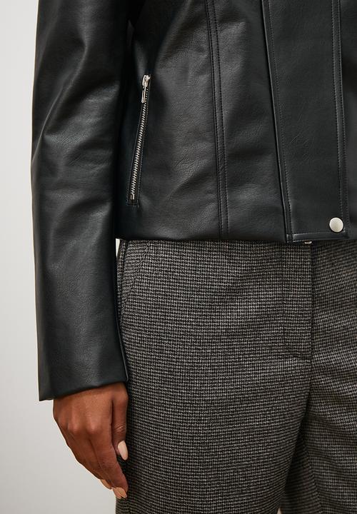 edit - Collared biker jacket - black