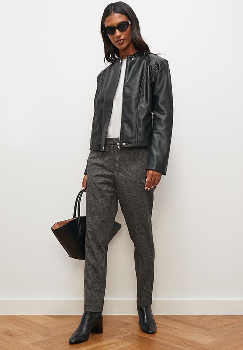 edit - Collared biker jacket - black