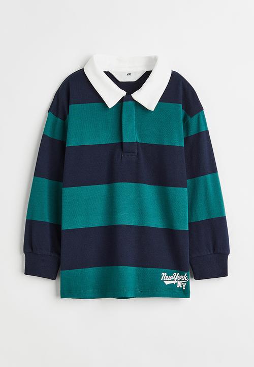 H&M - Cotton rugby shirt - dark blue/striped
