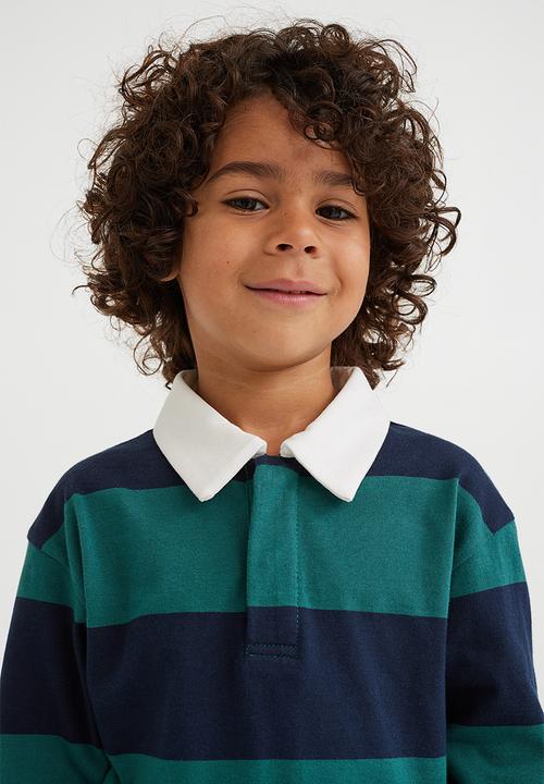H&M - Cotton rugby shirt - dark blue/striped