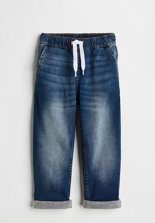 H&M - Lined denim joggers - dark denim blue 
