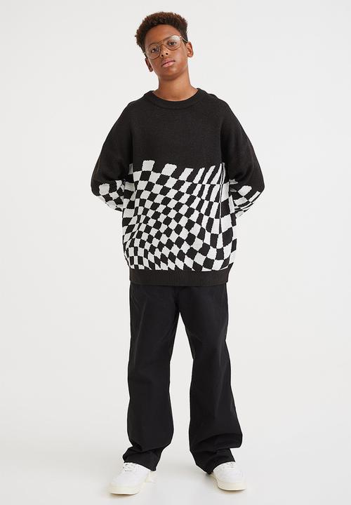 H&M - Jacquard-knit jumper - black/white checked