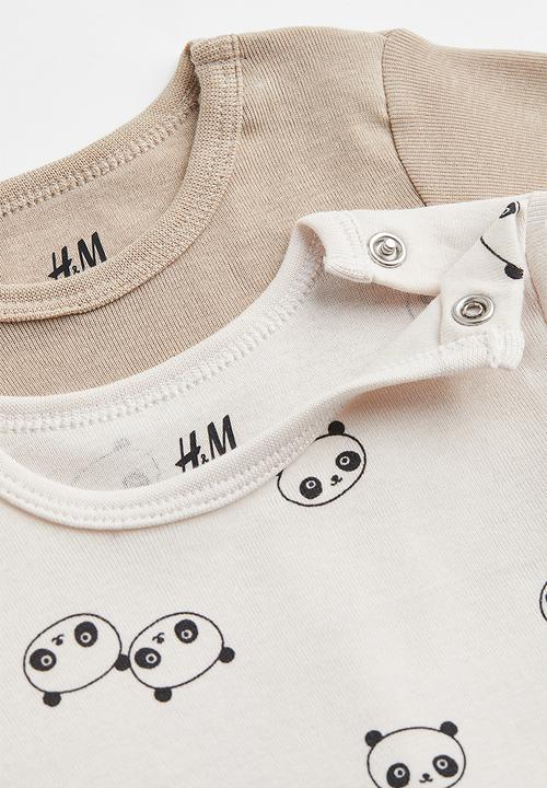 H&M - 2-Pack cotton bodysuits - light mole/pandas