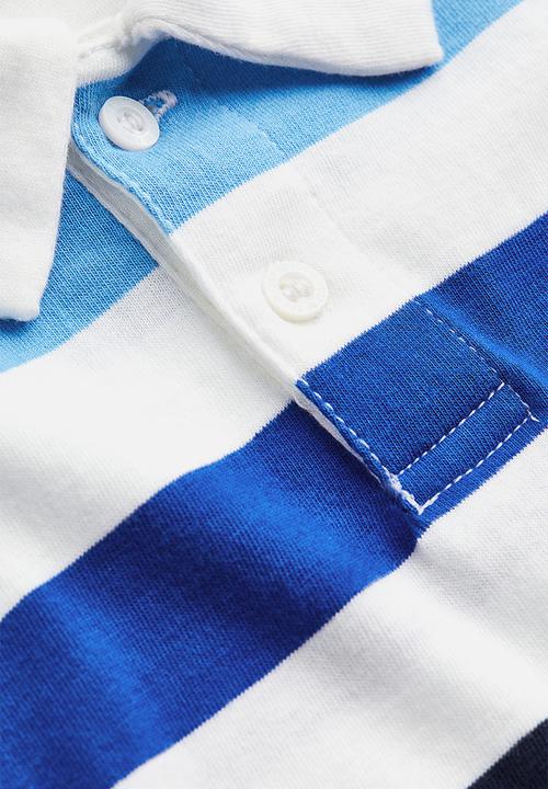 H&M - Cotton polo shirt - white/blue striped