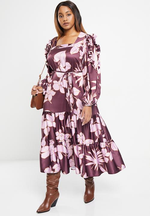 AMANDA LAIRD CHERRY - Plus crown dress - blush & brown floral