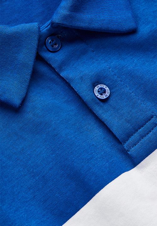 H&M - Cotton polo shirt - blue/block-coloured