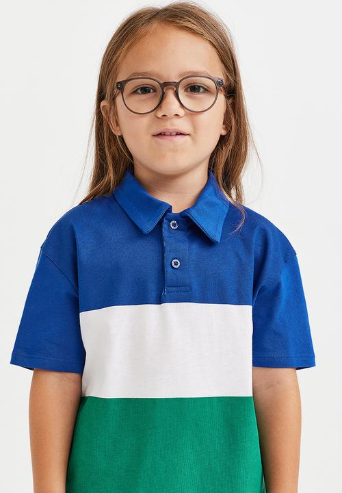 H&M - Cotton polo shirt - blue/block-coloured
