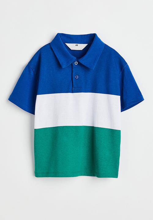 H&M - Cotton polo shirt - blue/block-coloured