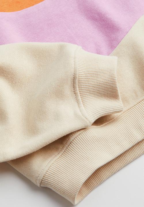 H&M - Oversized sweatshirt - light beige/block-coloured