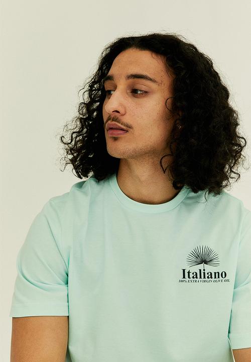 H&M - Regular fit printed t-shirt - turquoise/italiano