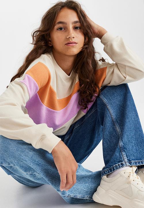 H&M - Oversized sweatshirt - light beige/block-coloured