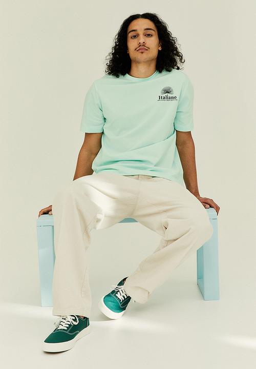 H&M - Regular fit printed t-shirt - turquoise/italiano