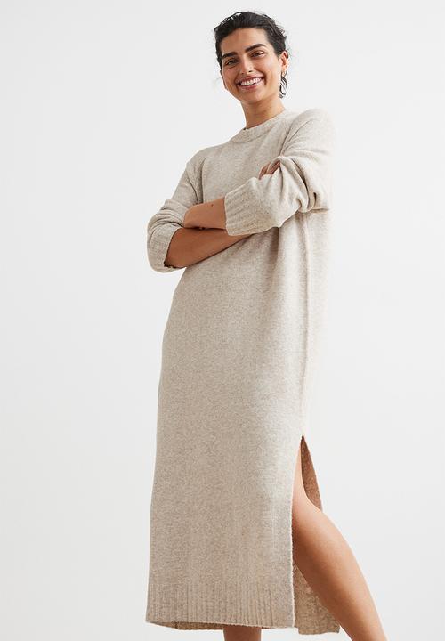 H&M - Knitted long dress - beige marl