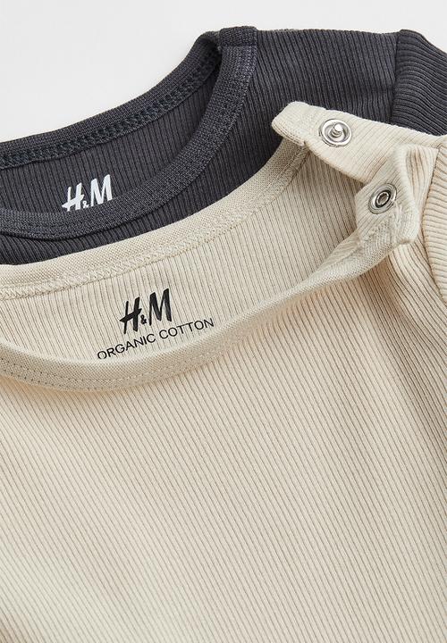 H&M - 2-Pack adjustable-fit long-sleeved bodysuits - light beige/black