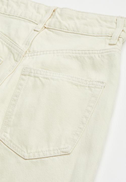 H&M - Loose straight high jeans - light beige
