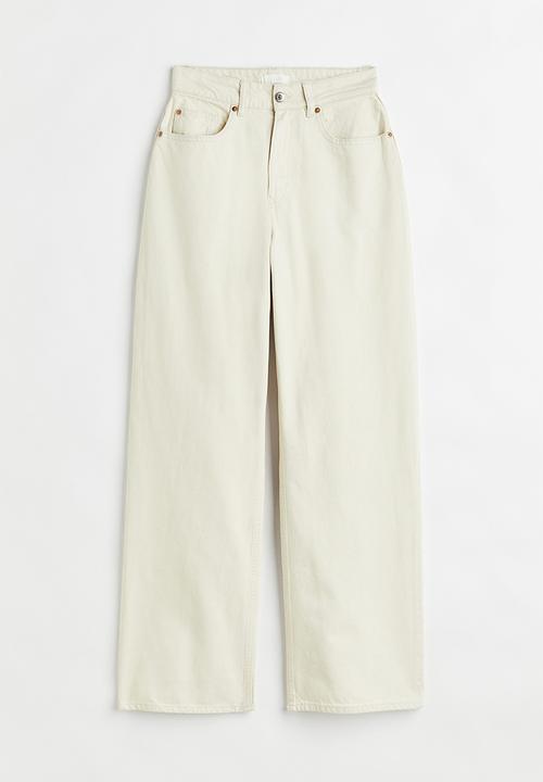 H&M - Loose straight high jeans - light beige