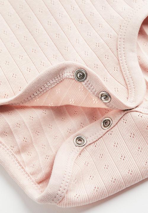 H&M - 2-Pack long-sleeved bodysuits - powder pink/white