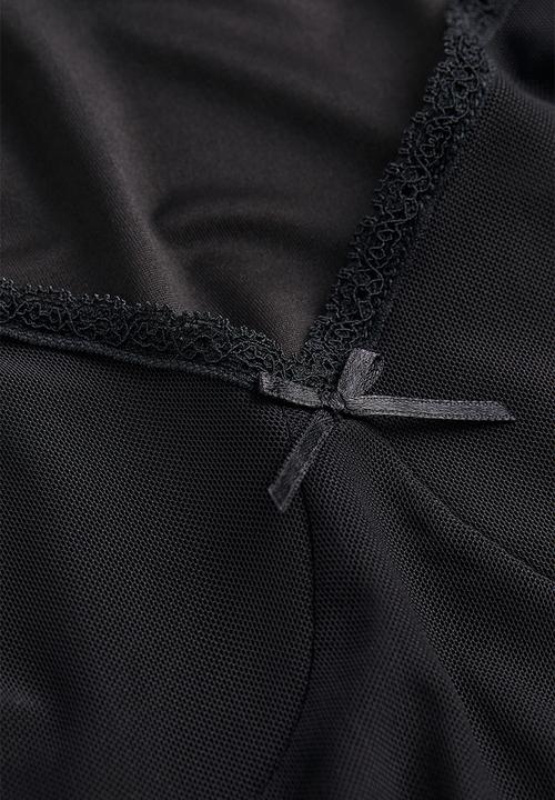 H&M - Lace-trimmed mesh top - black