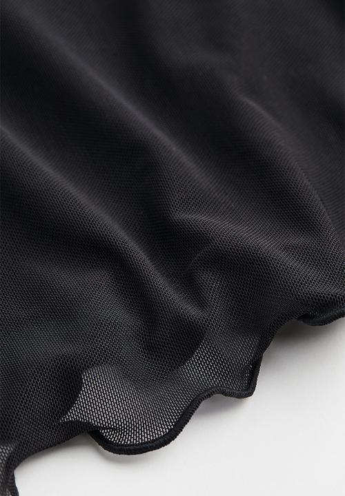 H&M - Lace-trimmed mesh top - black