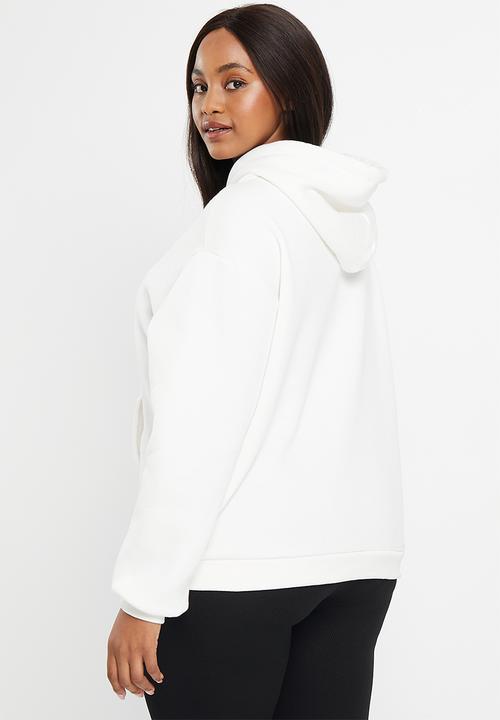 Trendyol - Plus hooded thick knit sweatshirt - ecru