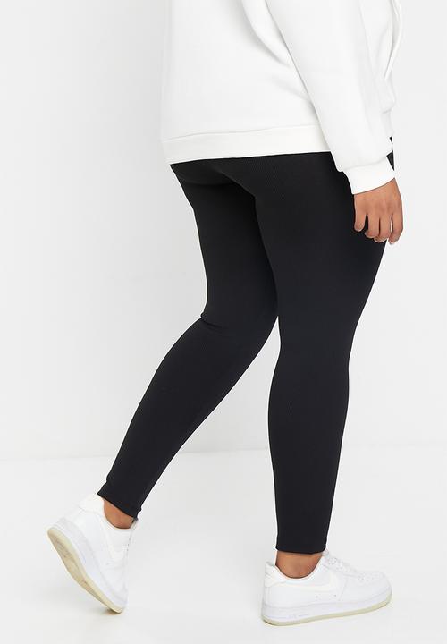 Trendyol - Plus knitted detail leggings - black
