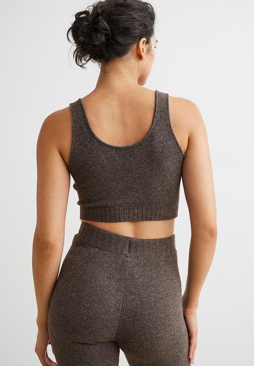 H&M - Fine-knit cropped sweater vest - brown marl