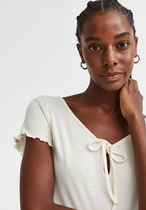 H&M - Pointelle jersey top - cream