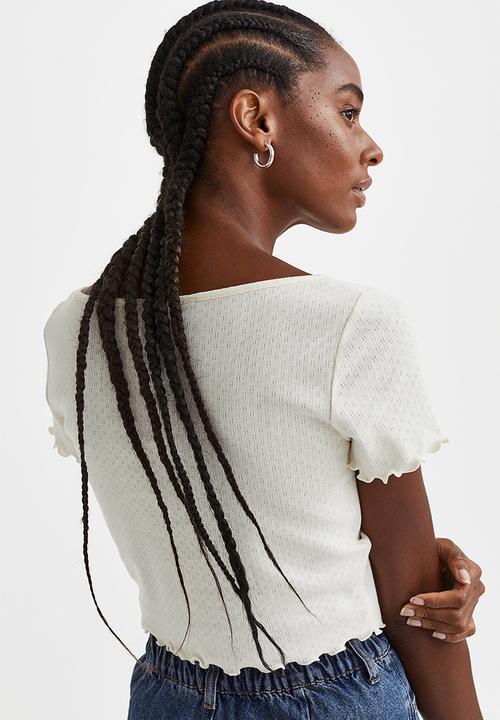 H&M - Pointelle jersey top - cream