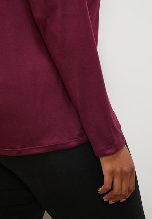 edit - Front tie detail tee - burgundy
